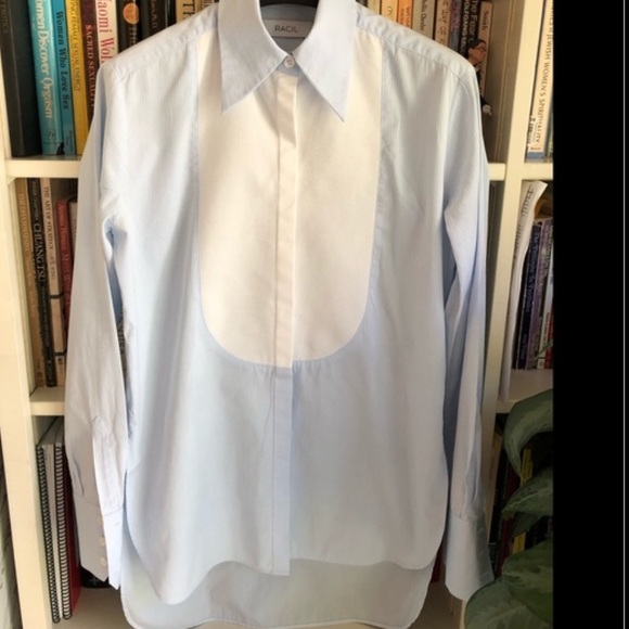 $397 Racil Manny bib-panel light blue 100%Cotton Button Up Blouse, 36